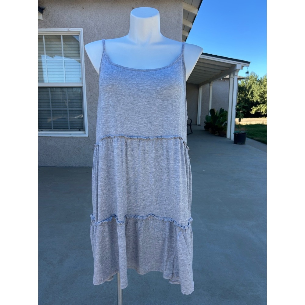 Maurices 24/7 Gray Tiered Mini Dress Womens 3X Sleeveless Babydoll Casual